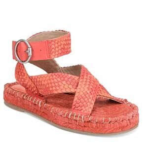 Sam Edelman Women’s Dakota Woven Leather Platform Sandal Coral Size 7